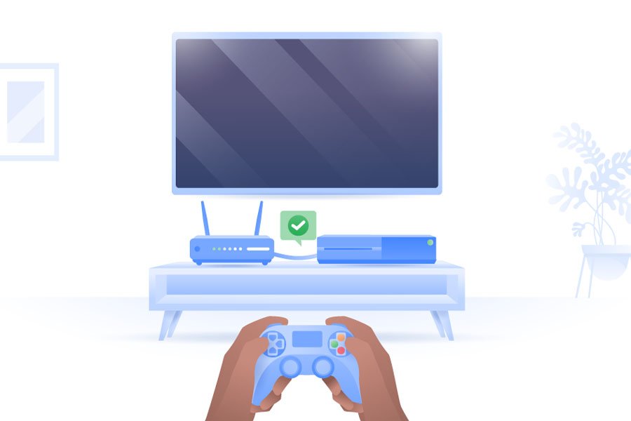 User playing a console game