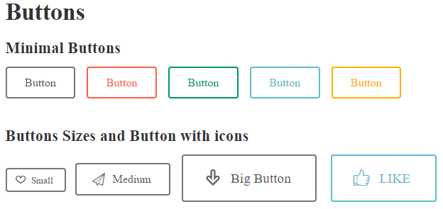 Buttons - Minimal Buttons- Button Sizes and Buttun with Icons - Shortcode - Design - Readme WP Responsive RabinsXP HTML5 & CSS3 Website Template