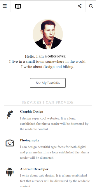 Mobile View of Readme WP Responsive RabinsXP HTML5 & CSS3 Website Template Screenshot01