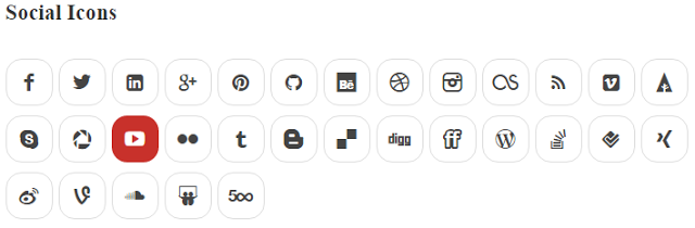 Social Icons - Shortcode - Design - Readme WP Responsive RabinsXP HTML5 & CSS3 Website Template