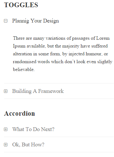 Toggles - Shortcode - Design - Readme WP Responsive RabinsXP HTML5 & CSS3 Website Template