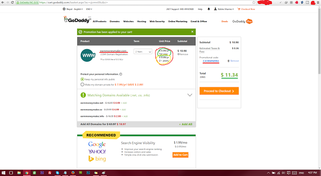 $0.99 for 1 Year .COM domain registrations - Godaddy Promo Codes